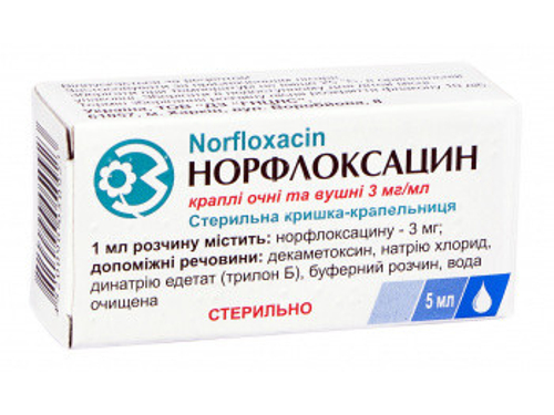 Ціни на Норфлоксацин краплі очні/вушні 3 мг/мл фл. 5 мл