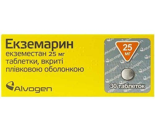 Ціни на Екземарин табл. в/о 25 мг №30 (10х3)