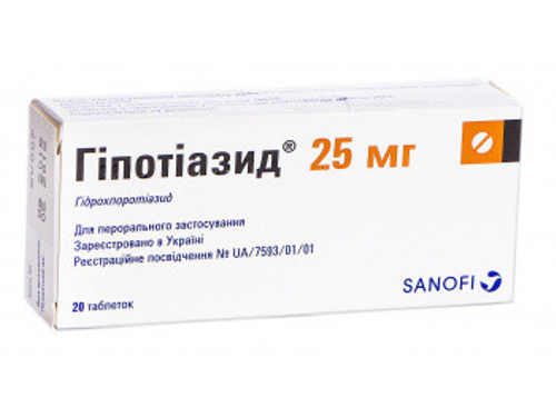 Ціни на Гіпотіазид табл. 25 мг №20