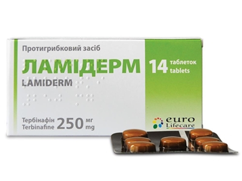 Цены на Ламидерм табл. 250 мг №14 (7х2)