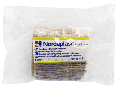 Ціни на Бинт еластичний NordePlast NorDic Cohesive самофіксуючий 5 см х 4,5 м