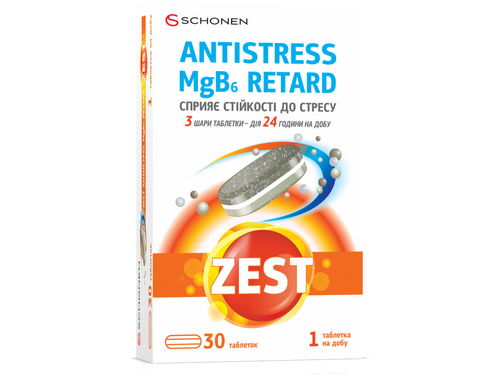 Ціни на Zest Antistress MgB6 Retard табл. №30 (10х3)