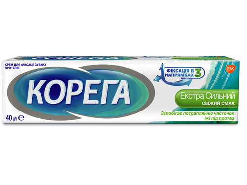 Цены на Крем для фиксации зубных протезов Корега Экстра сильный свежий вкус 40 г