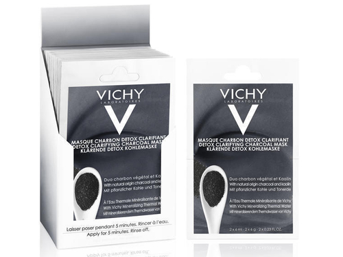 Маска-детокс для лица Vichy с углем и каолином для глубокого очищения кожи 6 мл 2 шт.