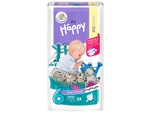 Подгузники для детей Bella Baby Happy Junior Extra размер 6, 16+ кг, 54 шт.
