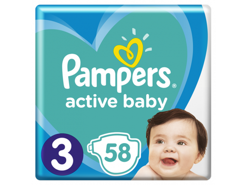 Подгузники для детей Pampers Active Baby размер 3, 6-10 кг, 58 шт.