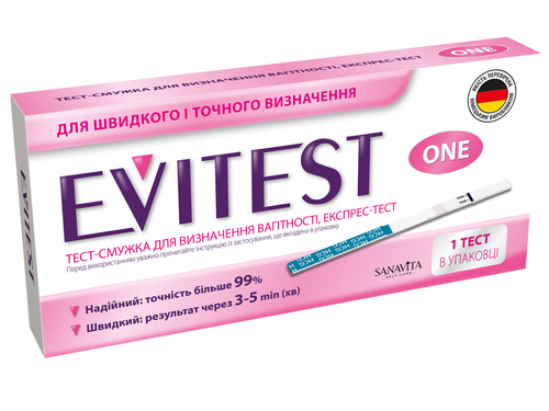 Тест-смужка Evitest One для визначення вагітності, 1 шт.