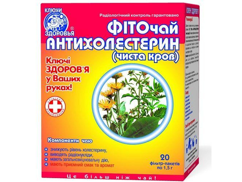 Ціни на Фіточай Ключі Здоровʼя Антихолестерин (чиста кров) фільтр-пакет 1,5 г №20