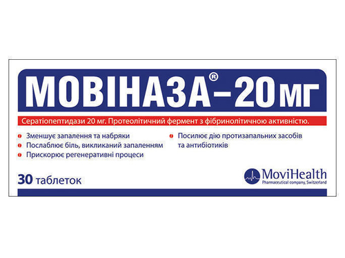 Ціни на Мовіназа-20 табл. в/о 20 мг №30 (10х3)