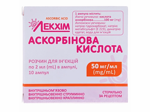 Ціни на Аскорбінова кислота розчин для ін. 50 мг/мл амп. 2 мл №10