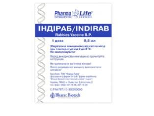 Ціни на Індіраб пор. ліоф. для розчину для ін. 0,5 мл фл. №1 з розч.