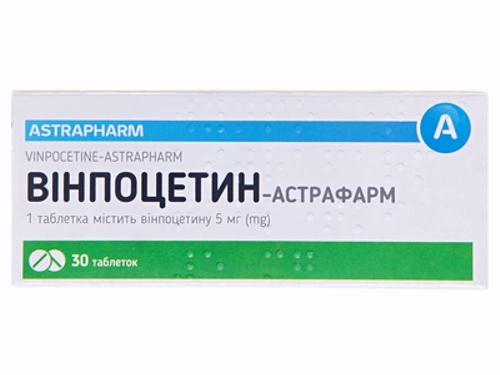 Ціни на Вінпоцетин-Астрафарм табл. 5 мг №30 (10х3)