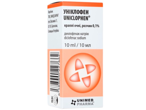 Ціни на Уніклофен краплі очні 0,1% конт. 10 мл