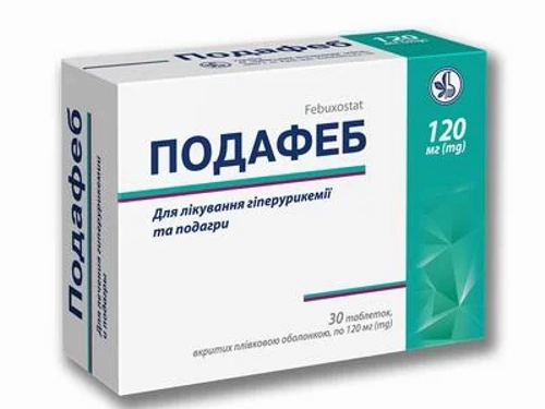 Ціни на Подафеб табл. в/о 120 мг №30 (10х3)