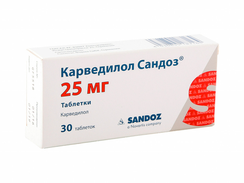 Ціни на Карведилол Сандоз табл. 25 мг №30 (10х3)