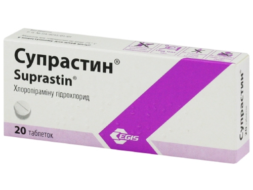 Цены на Супрастин табл. 25 мг №20 (10х2)