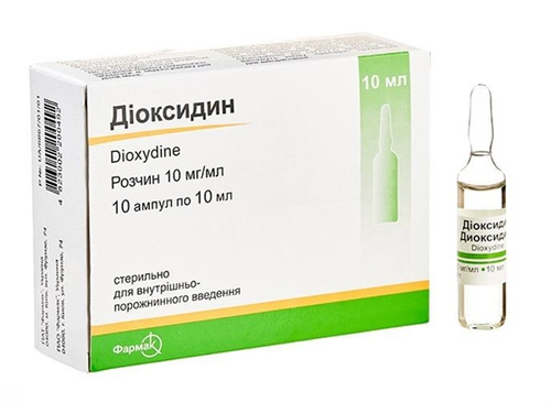 Ціни на Діоксидин розчин 1% амп. 10 мл №10