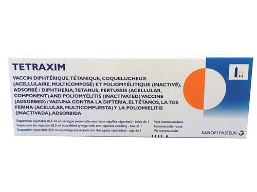 Цены на Тетраксим/Tetraxim вакцина для проф. дифт./столб./кокл./полиом. сусп. для ин. 1 доза шприц 0,5 мл №1