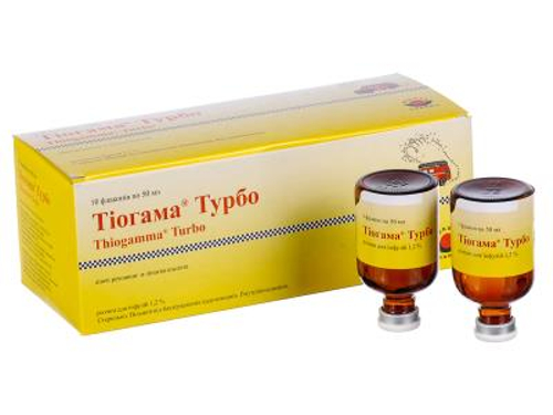 Ціни на Тіогама Турбо розчин для інф. 1,2% фл. 50 мл №10