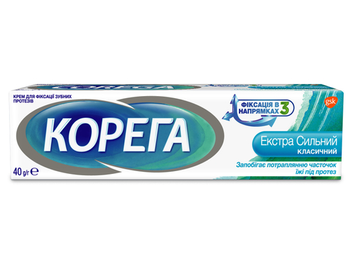 Цены на Крем для фиксации зубных протезов Корега Экстрасильный классический 40 г