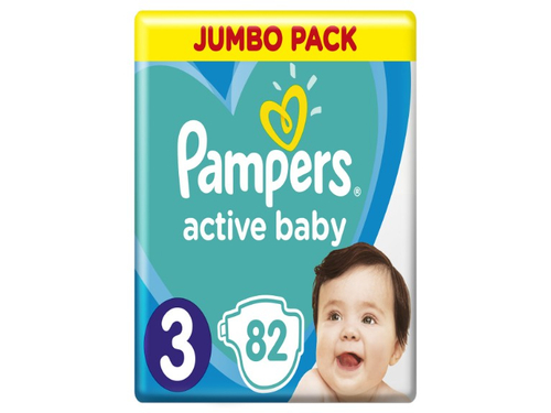 Ціни на Підгузки для дітей Pampers Active Baby розмір 3, 6-10 кг, 82 шт.