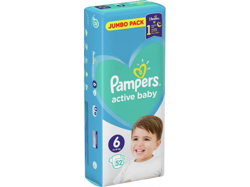 Ціни на Підгузки для дітей Pampers Active Baby розмір 6, 13-18 кг, 52 шт.