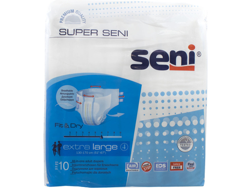 Ціни на Підгузки для дорослих Seni Super Extra Large розмір XL-4, 10 шт.