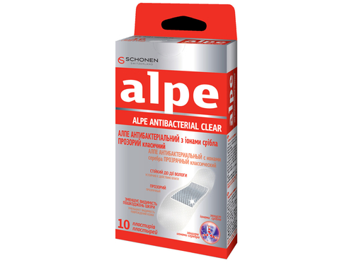 Ціни на Пластир Alpe антибактеріальний з іонами срібла, прозорий класичний 76 х 19 мм, 10 шт.