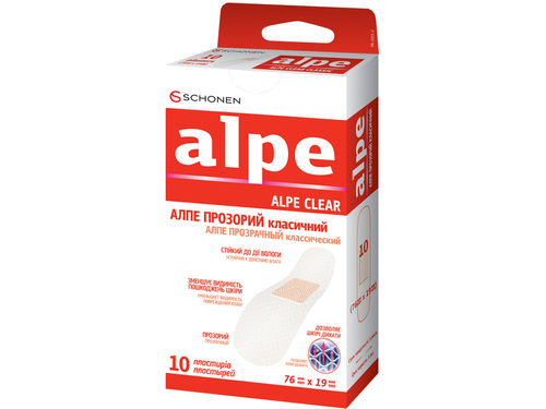Ціни на Пластир Alpe прозорий класичний 76 х 19 мм, 10 шт.