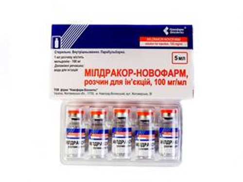 Цены на Милдракор-Новофарм раствор для ин. 100 мг/мл фл. 5 мл №10