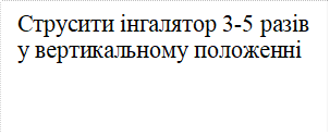 Струсити інгалятор 3-5 разів у вертикальному положенні

